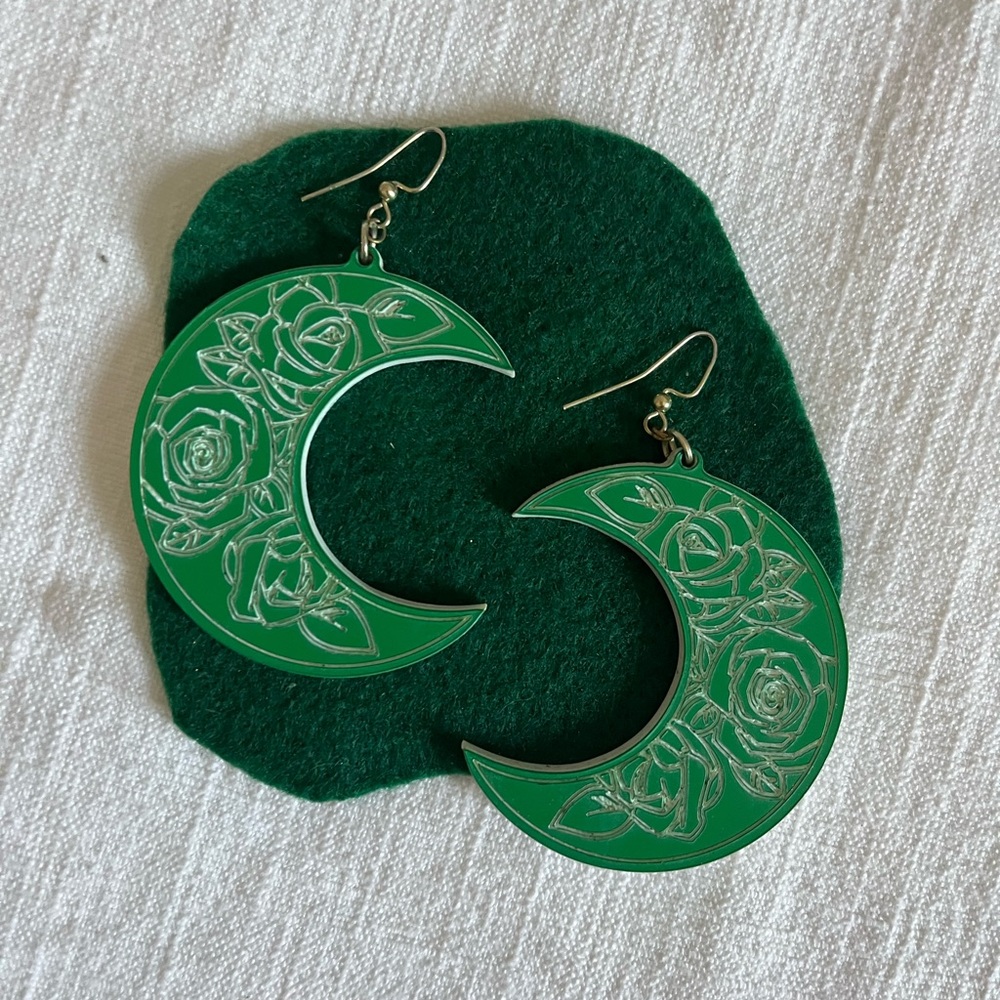 handmade crescent moon earrings